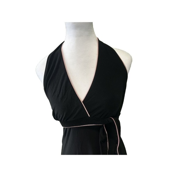 Vtg Halter Dress Y2K Wrap V Neck Grunge Goth Whimsy Witchy Sz Large Stretch Pink - Picture 3 of 8